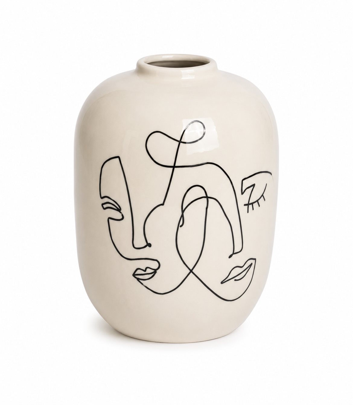 Abstract Faces Ceramic Vase