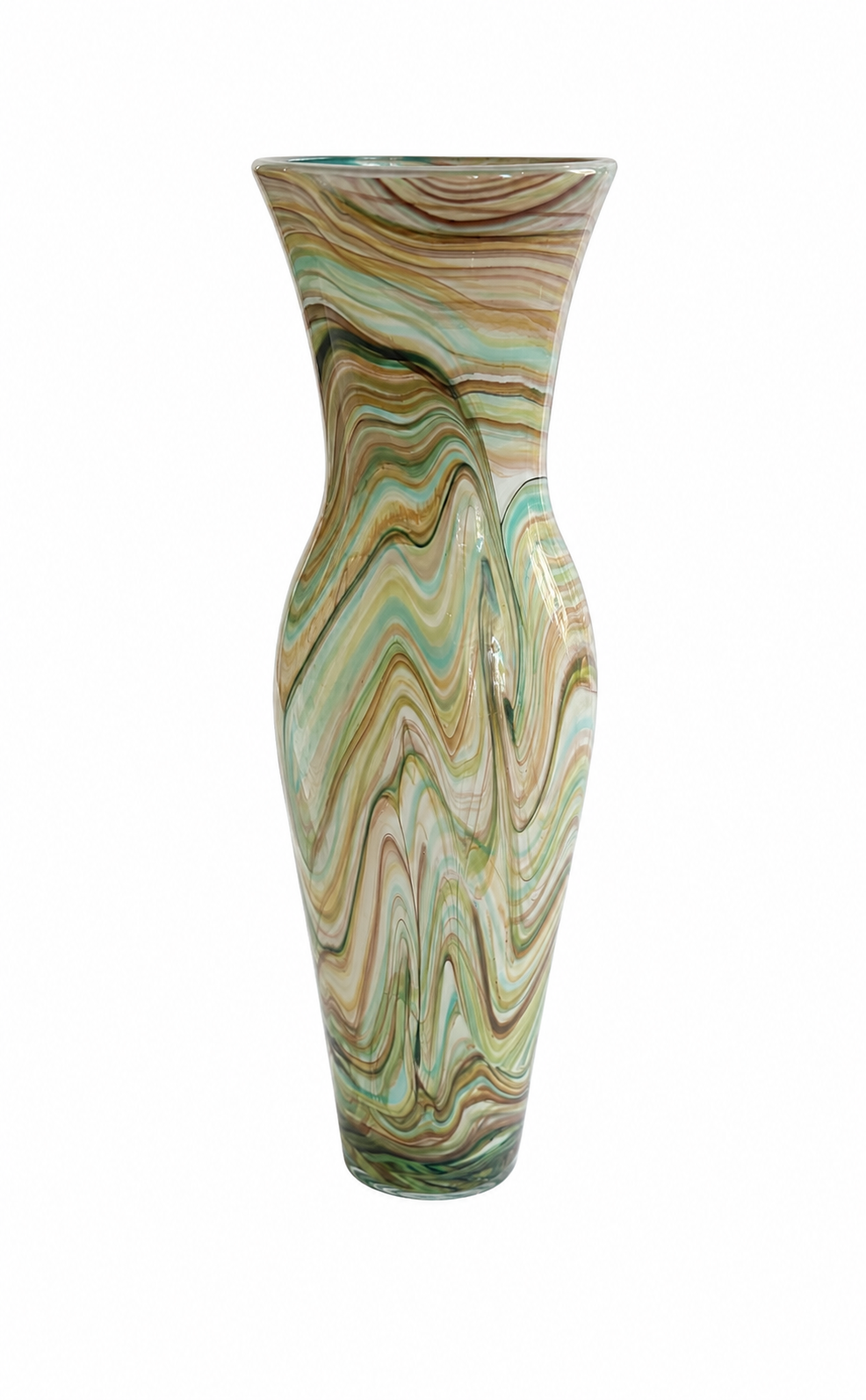 Green Multicolour Swirl Vase