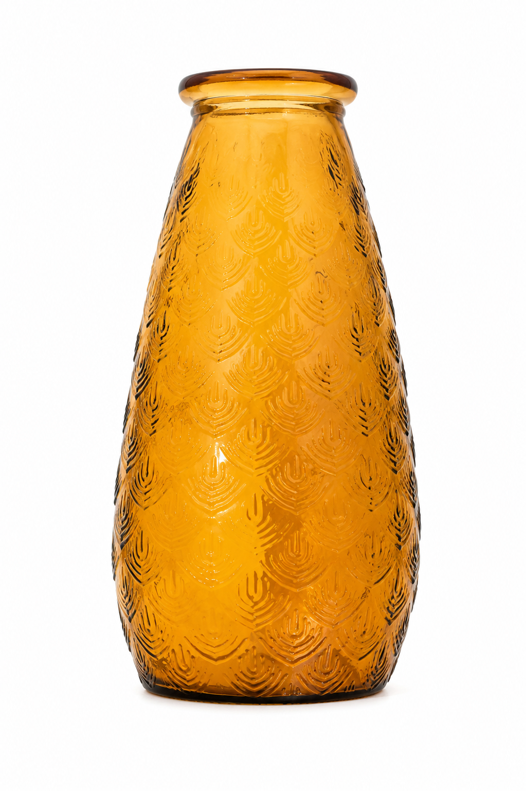 Amber Embossed Glass Vase