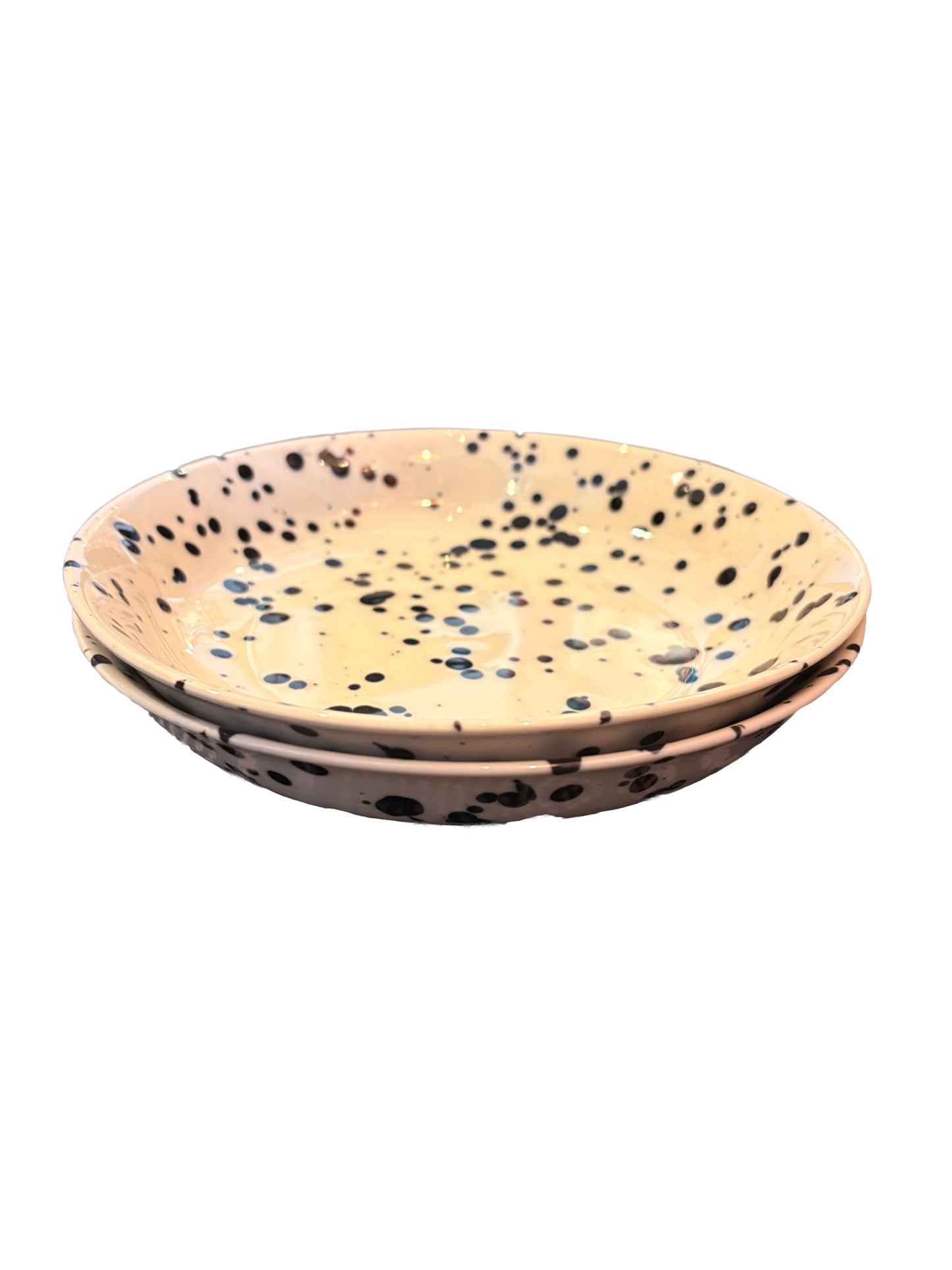Black and White Spotty Pasta Bowls Set of 2