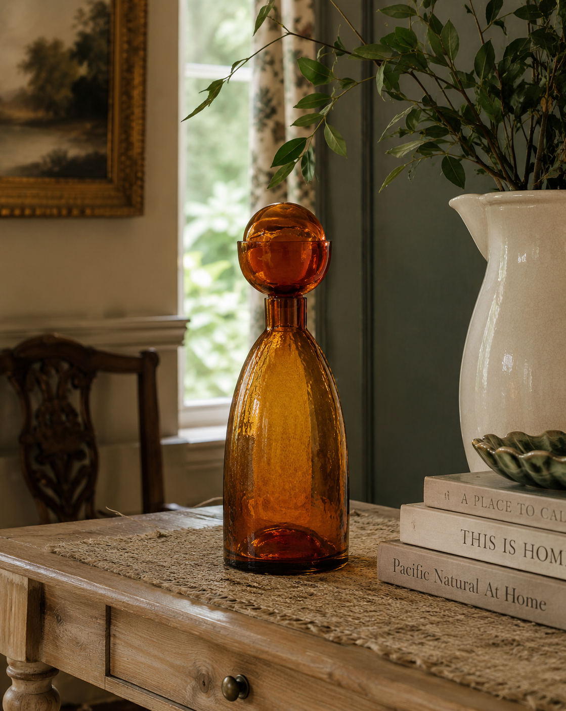 Brown Glass Vase with Orb