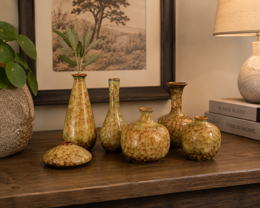 Crackle Glaze Green Bud Vase