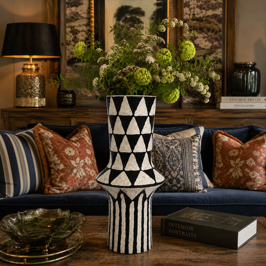 Geometric Monochrome Statement Vase