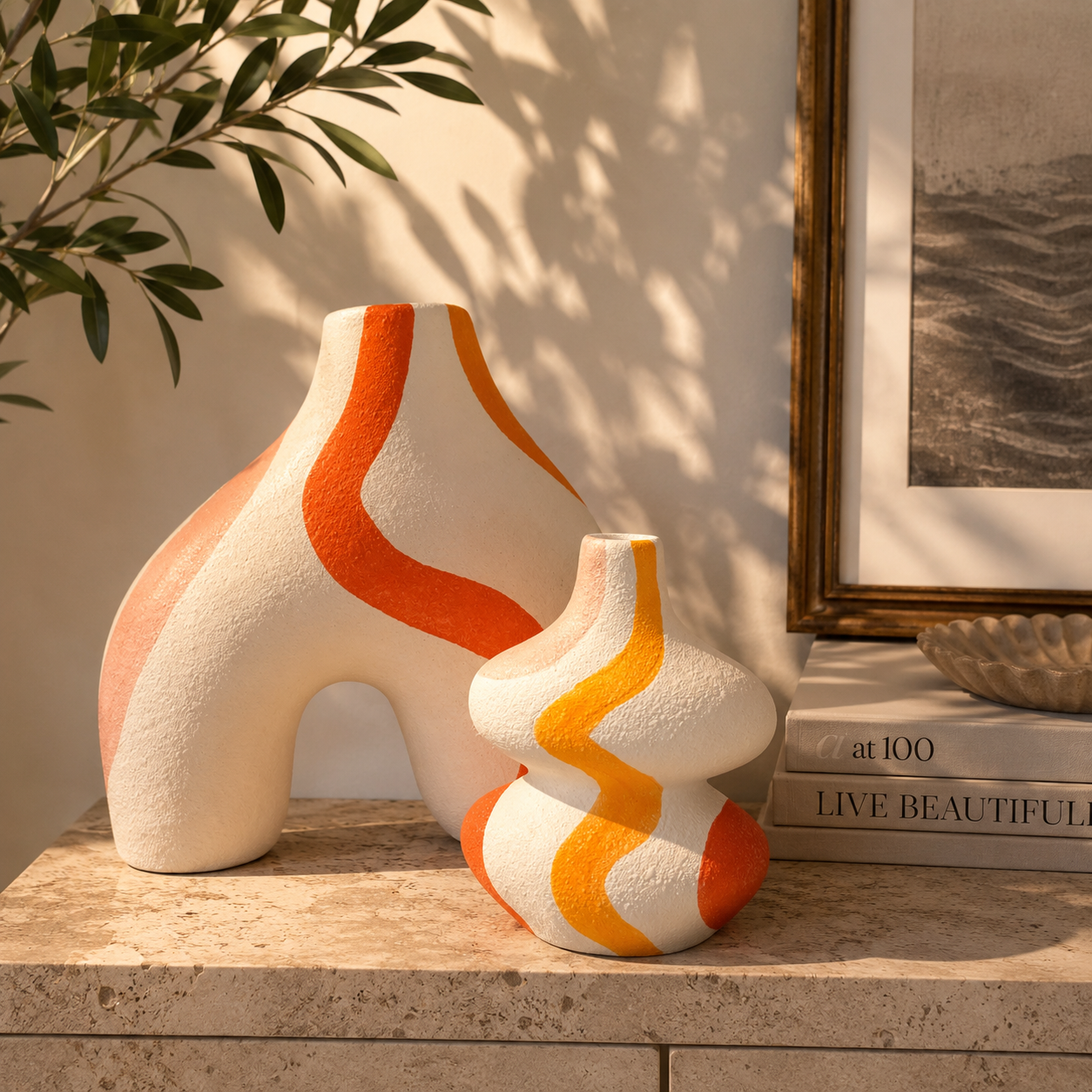 Orange and Pink Bud Vases