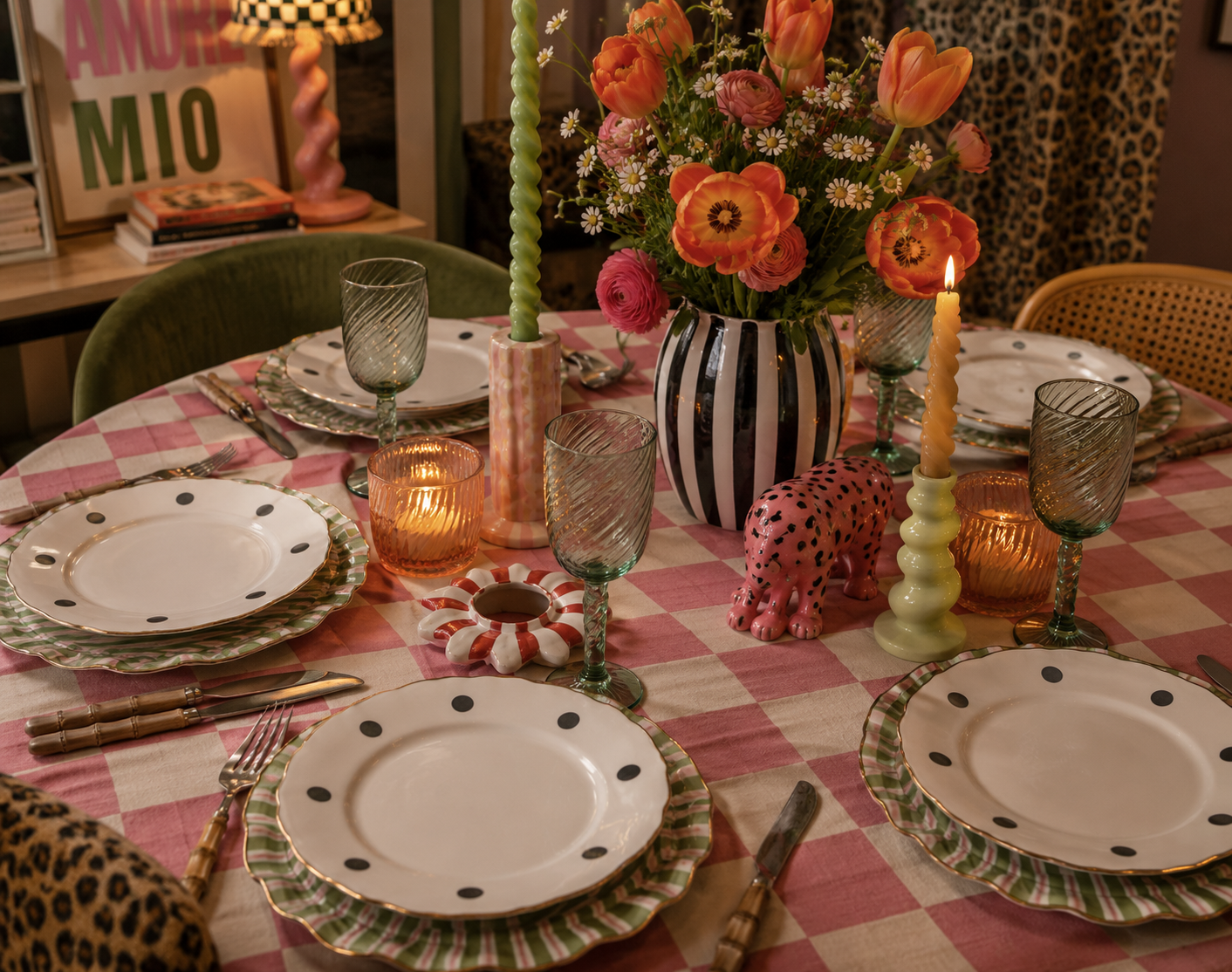 Black and White Spotty Plates