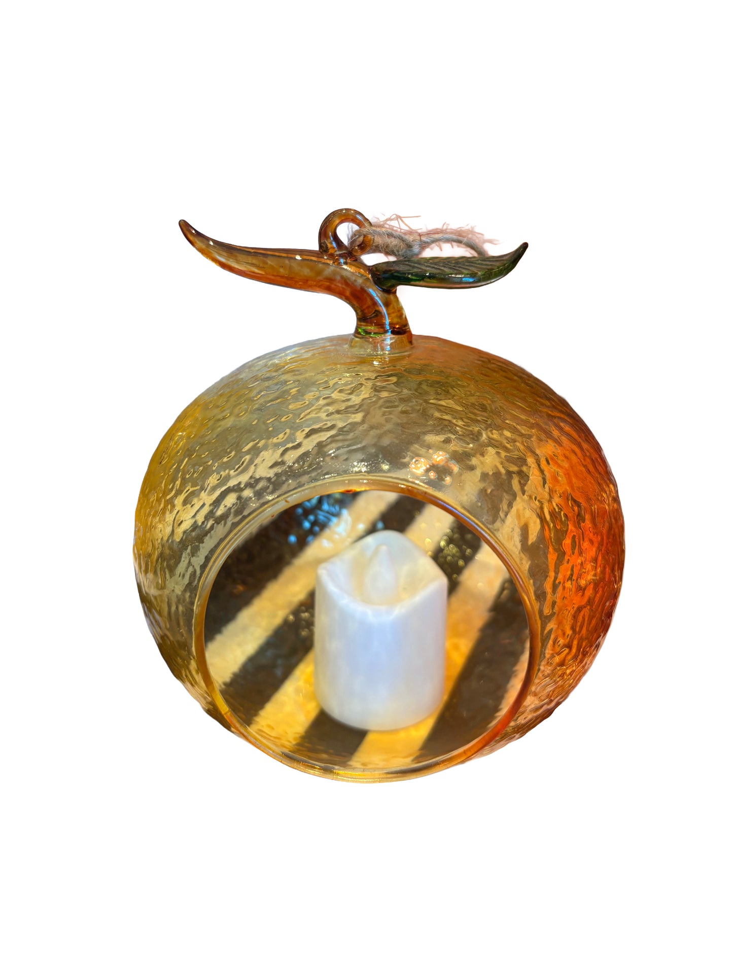 Hanging Orange Glass Tea Light